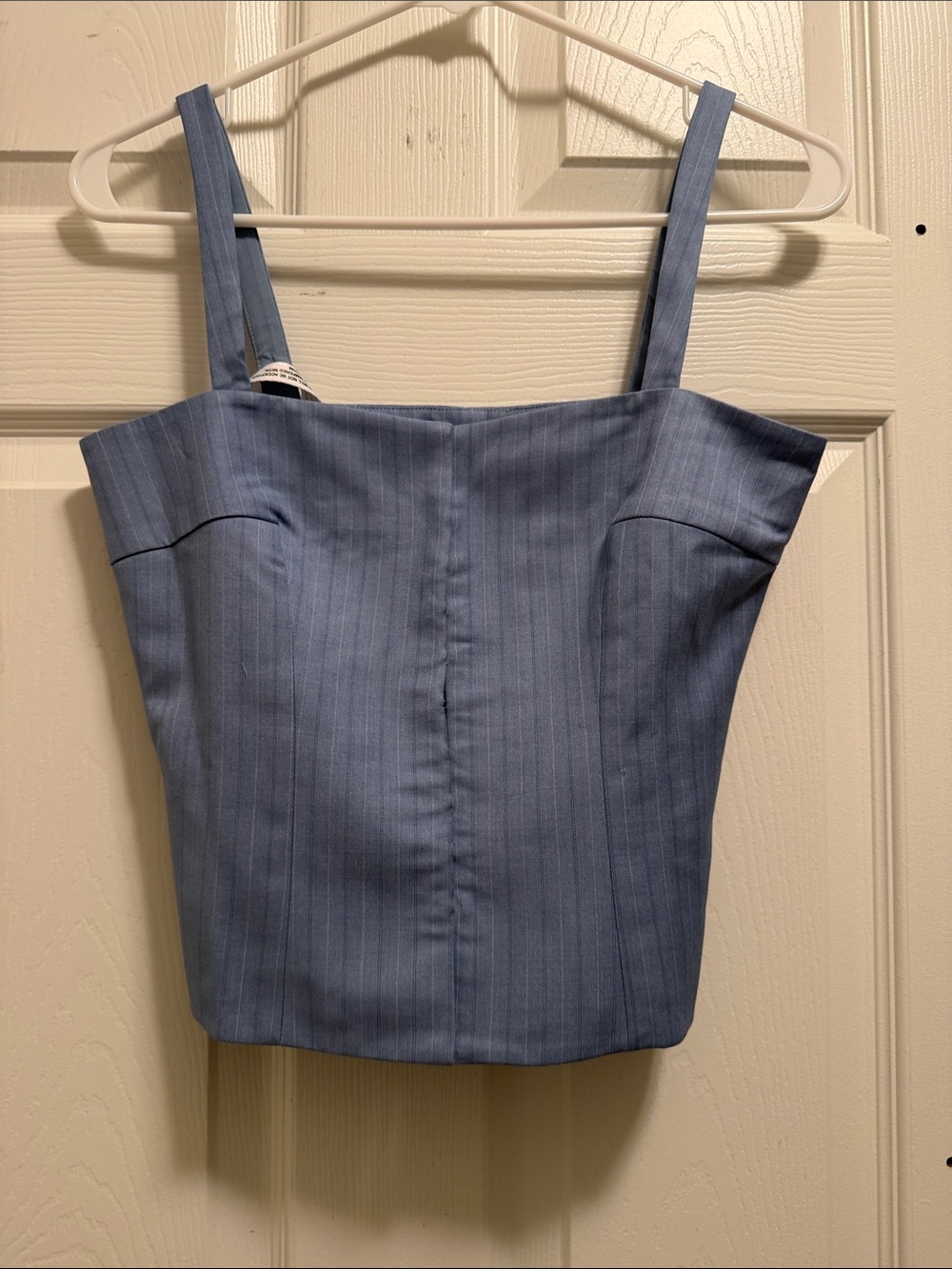 Amanda Uprichard Blue Pinstripe Top NWT